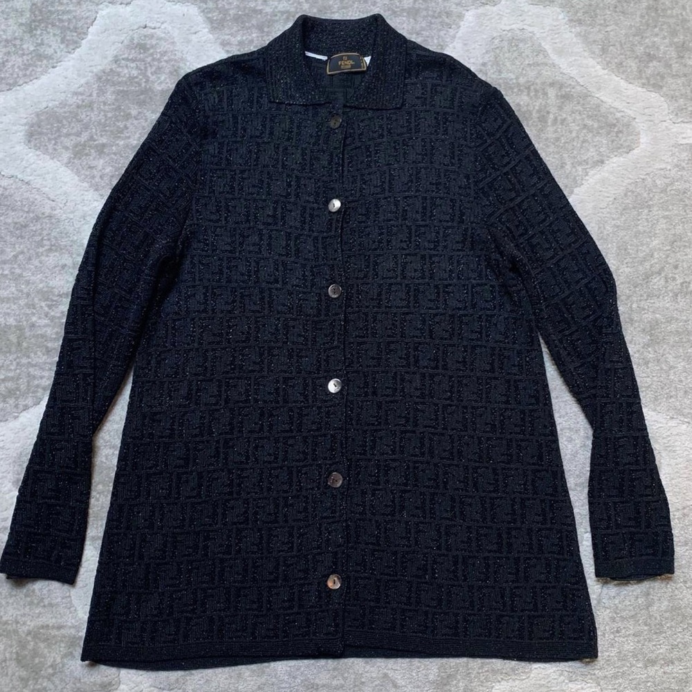 Fendi Women's Black and Silver Jumper